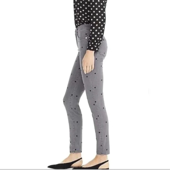 J.Crew 9" high-rise toothpick jean, Color charcoal polka dot Size 26 - Picture 2 of 16